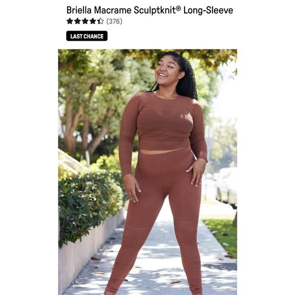 Fabletics Briella Macrame SculptKnit Long-Sleeve Top Black L NWT - Picture 1 of 8